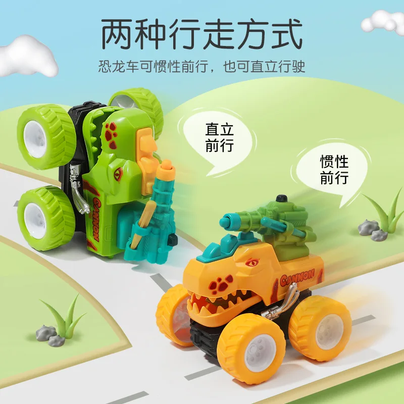 Bigfoot dinosaur ejection inertial offroad chariot 4WD stunt car kids car model small toy car Pull Back Vehicles Toys