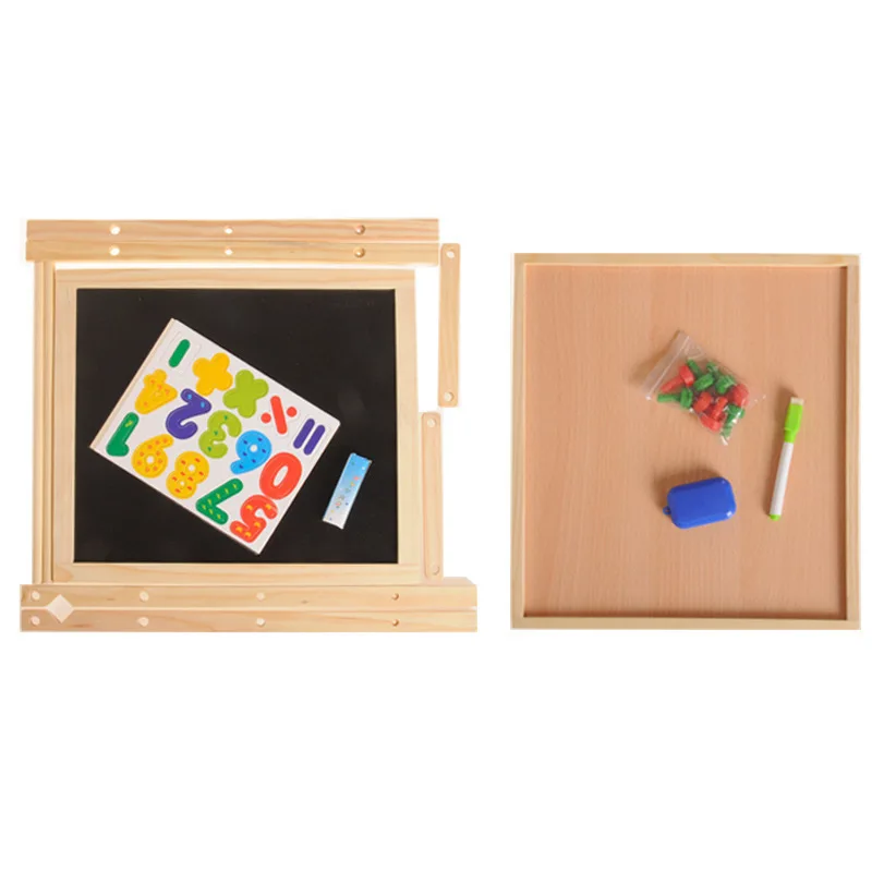 Small portable kids magnetic blackboard wooden drawing board for girls and boys