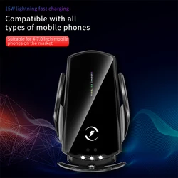 Universal P60 Smart Sensor Car Phone Holder Vent Bracket Fast Charging Wireless Charger