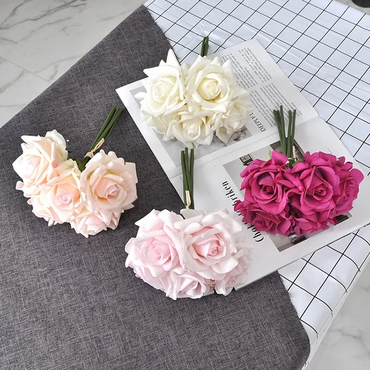 Hot sale artificial flower 5pcs/bath velvet various color rose flower for wedding decor