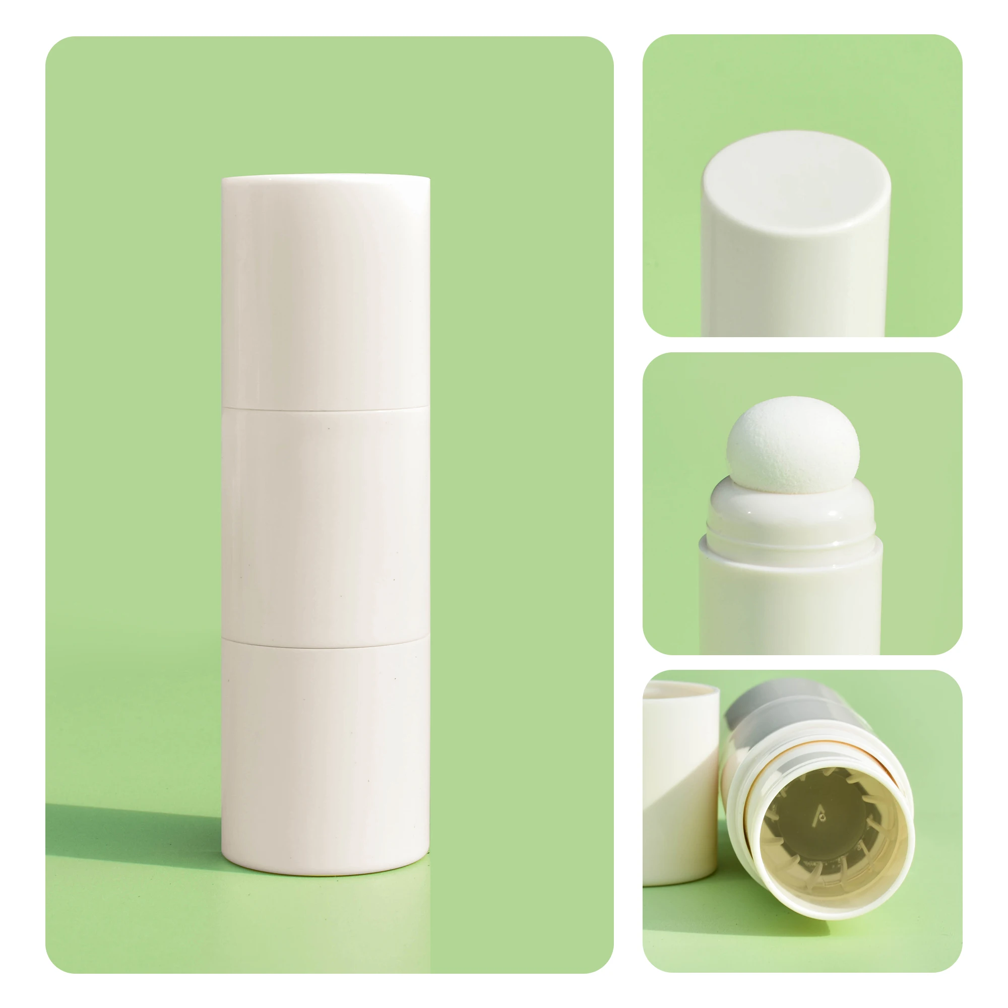 Recyclable Eco-Friendly Customized Empty Cosmetics Lip Balm Deodorant Stick Packaging Push up Tubes Lipstick tube with puff