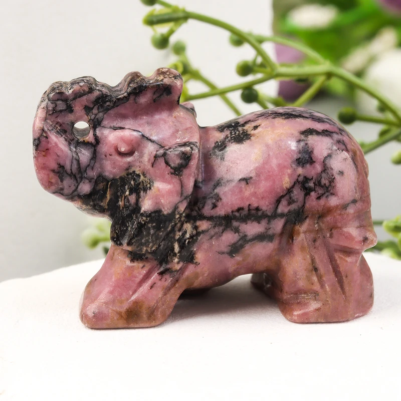 Wholesale Hand-Carved Natural Rose Quartz Crystal Craft Mini Animals Healing Statue Jade Elephant Figurine Home Decor Stone
