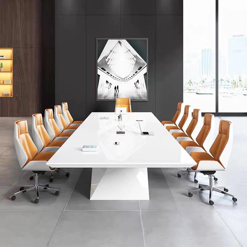 custom rectangle office meeting furniture modern long conference table office meeting table with iron legs