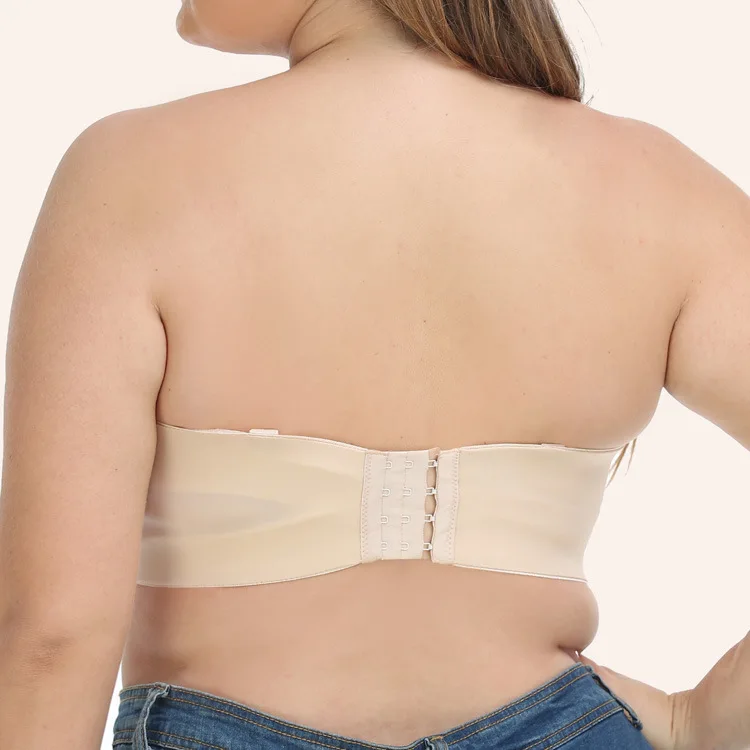 34 36 38 40 42 44 46 BCDEFG Cup Underwire No Sponge Strapless for Women Non-Slip Bra Tube Top Bra Smooth Plus Size for Wedding