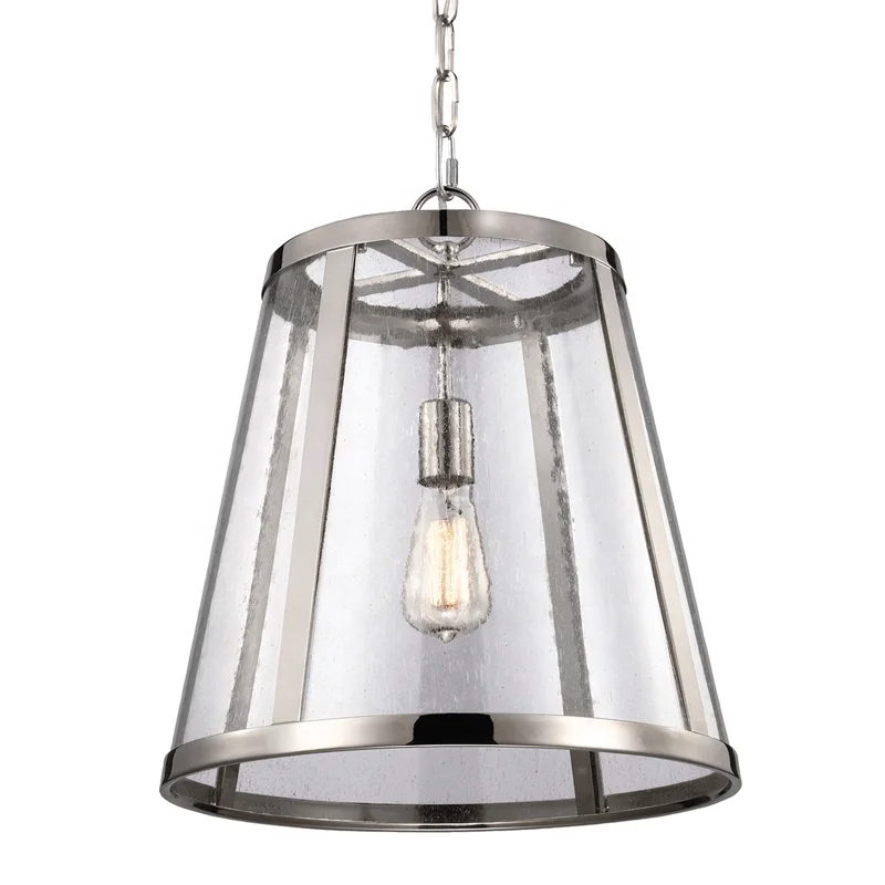 modern seeded glass shade brushed nickel kitchen decorative E26 E27 single pendant lamp