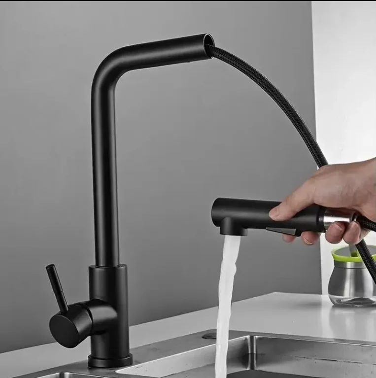 stainless steel 304 flex pull out two function Single handle Kitchen Faucet with quick connection