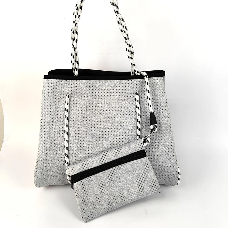 Wholesale Large Capacity Lady Beach Tote Bag Multi Colors Women Perforated Neoprene Beach Bags