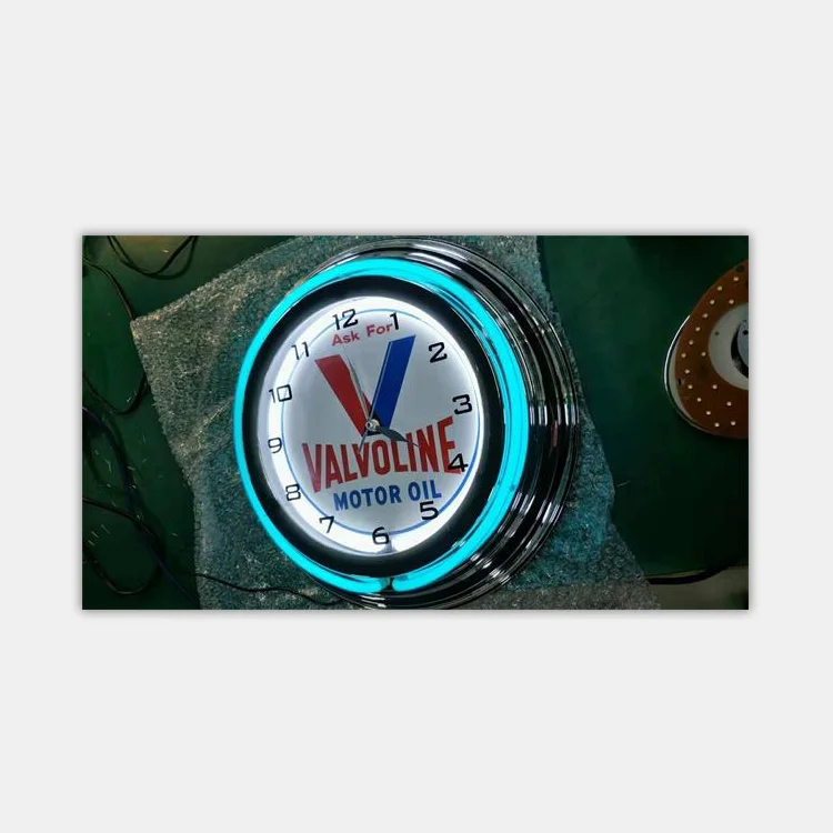 Wholesale China Factory Price 17inch Customized Chromed double tubes Neon wall  Clock