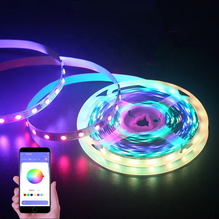 smart lighting strip 24v rgb strip kit led 5050 rgb set waterproof rgbic led strip lights for living room