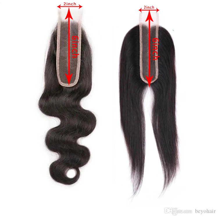 Straight Closure 2x6 Lace Closure Peruvian Closure With Baby Hair Human Hair Three Free Middle Part Malaysian Indian Remy