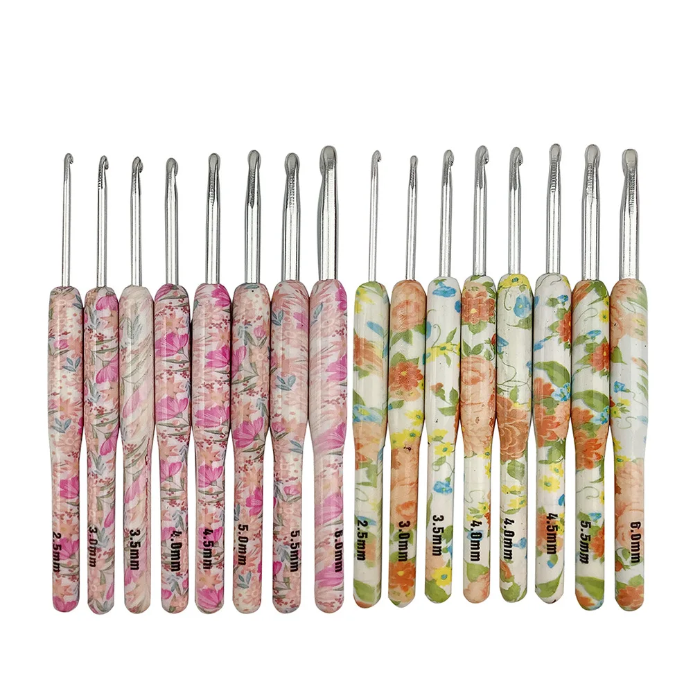 Flower Crochet Hook Set Art Aluminum Soft Grip Hook Kit for Crocheting Knitting Hook Yarn Craft Crochet Supplies
