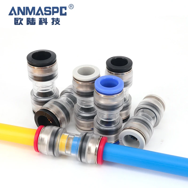 14/10mm Fiber Optic Fitting Micro duct straight connectors push fit connector For Telecom Pipe