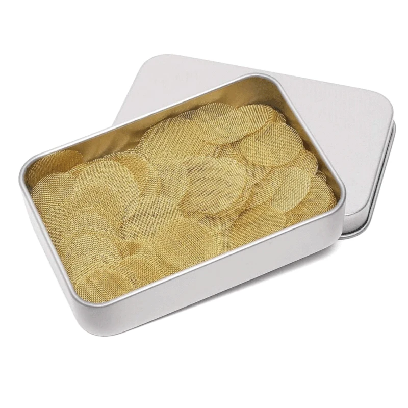 High Quality Brass Bowl Screens Gauzes Silver Mesh Guazes Fittings Tobacco Smoking Pipe Screens with Storage Box