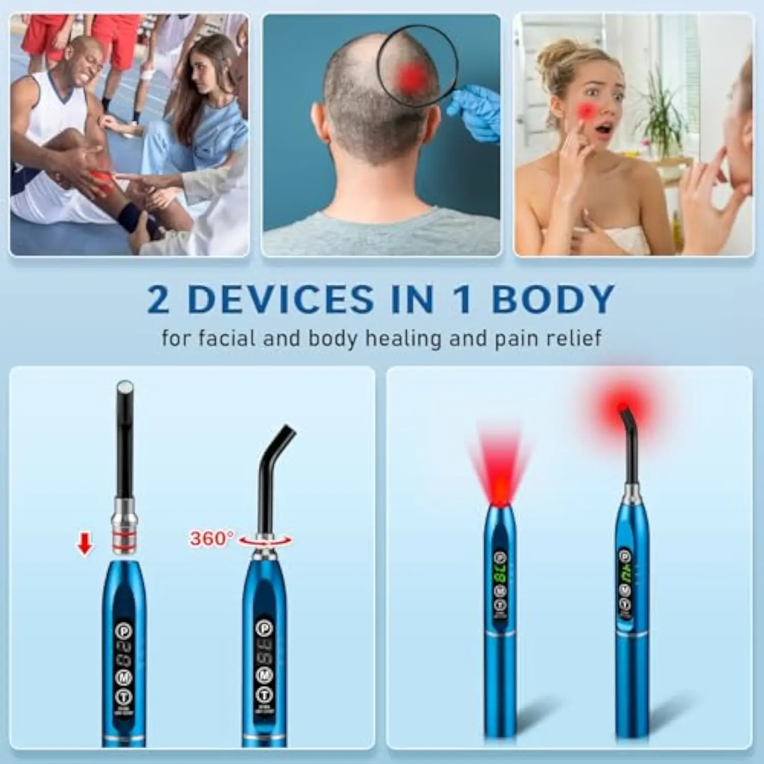 Factory LED Infrared Red Light Therapy Handheld Wand Face Nose Ear Pain Relief Inflammation Skincare Red Light Therapy Torch