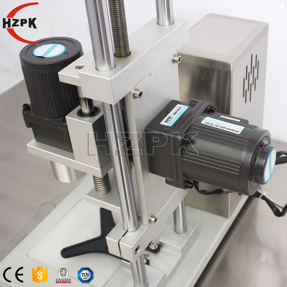 HZPK DHZ-450A Настольный Электрический Твист со стеклянной металлической бутылки для воды маленький пластиковый винт крышка укупорочная машина полуавтоматическая