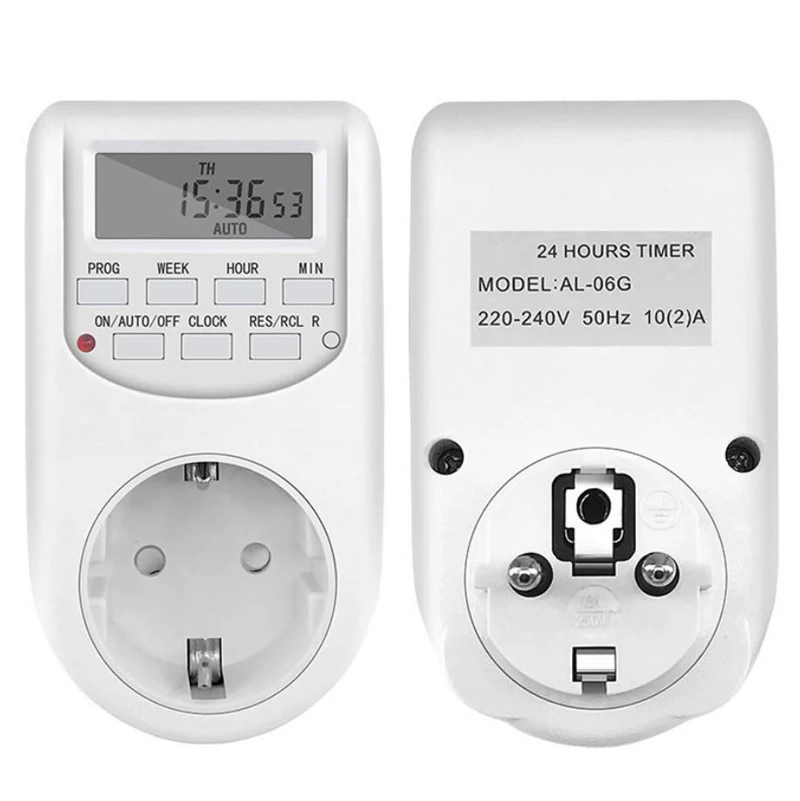 Germany European type 10A 220V 7 days weekly programmable timer plug socket