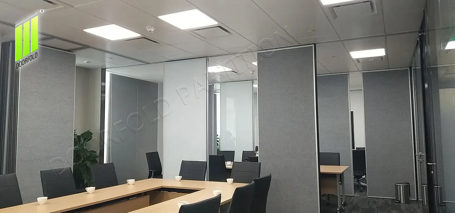 Office MDF board sound proof mobile sliding partition divider collapsible movable wall fire proof operable panel acoustic