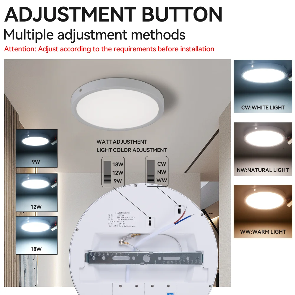 Modern LED panel lamp multifunction dial dimming radar sensor household Round ceiling lamps lighting living room bedroom 18W 24W