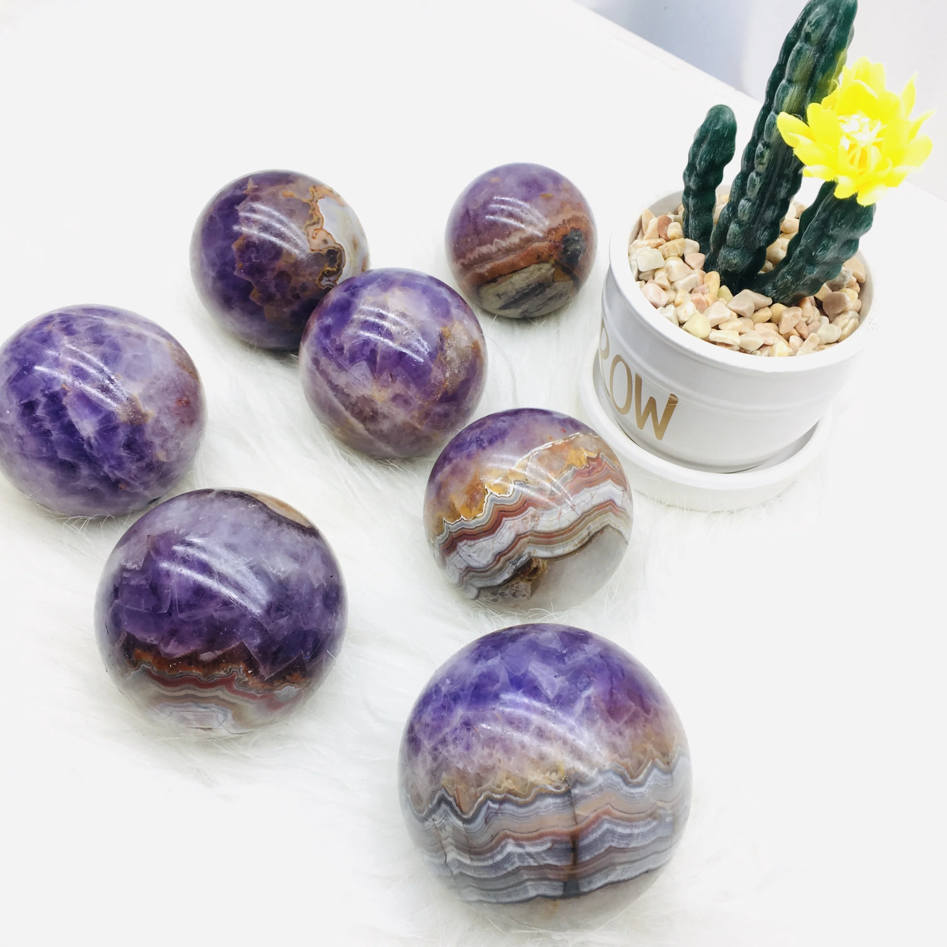 Wholesale natural Crazy Lace Agate Sphere healing Mexico Agate Amethyst Sphere For Decoration