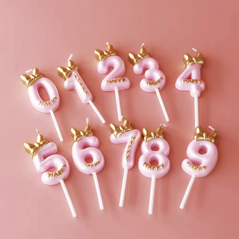 Color paraffin 0 to 9 number tridimensional cake birthday candles digital