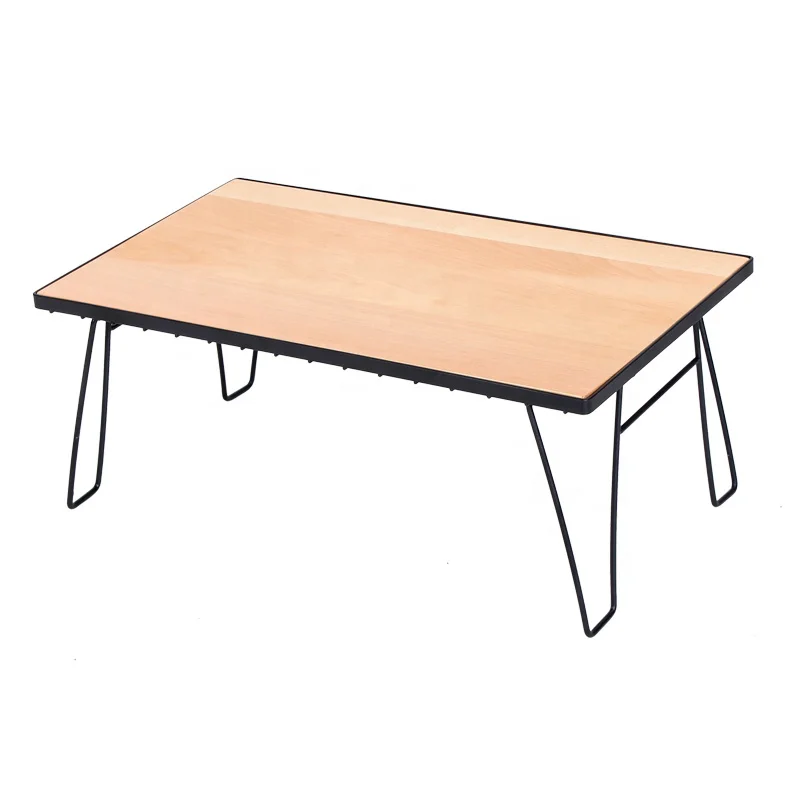 factory custom outdoor easy folding lightweight steel wood camping mini table for picnic
