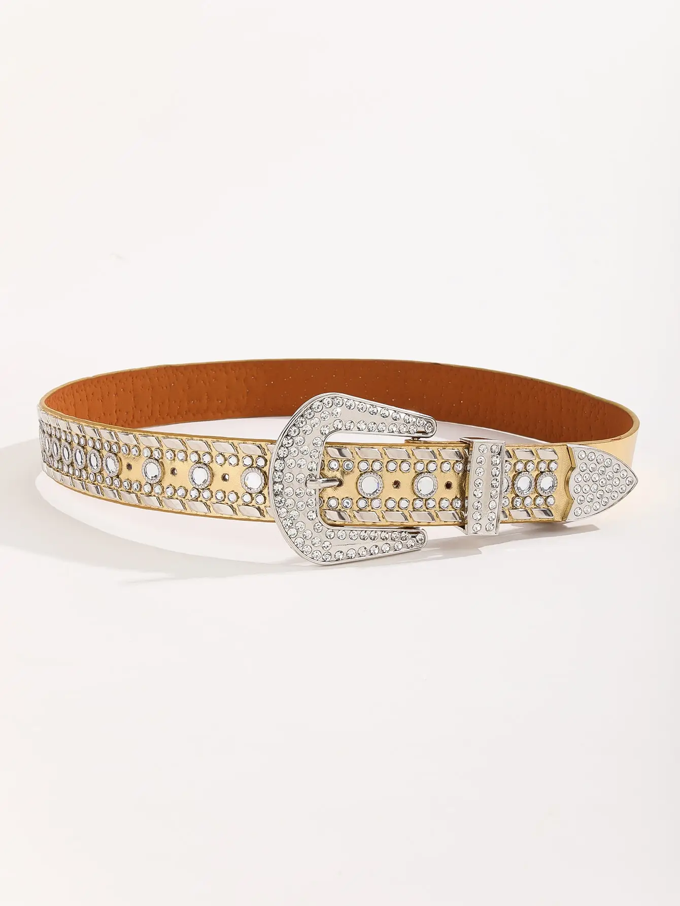 Stock Colorful Western Cowboy Western Style Diamond BB Belt Fast Delivery In Stock Shiny Removable Rhinestone Belt