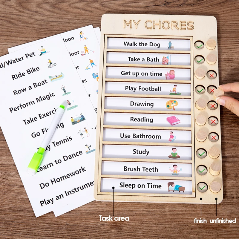 Unisex Educational Punch Board for Children Self-Discipline Habit Development Plan Completion for 2-4 Years and 5-7 Years