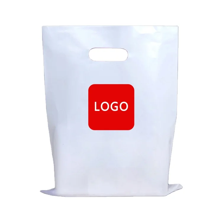 Hot selling Eco-friendly biodegradable reinforced patch die cut  handle floral merchandise  plastic shopping bag