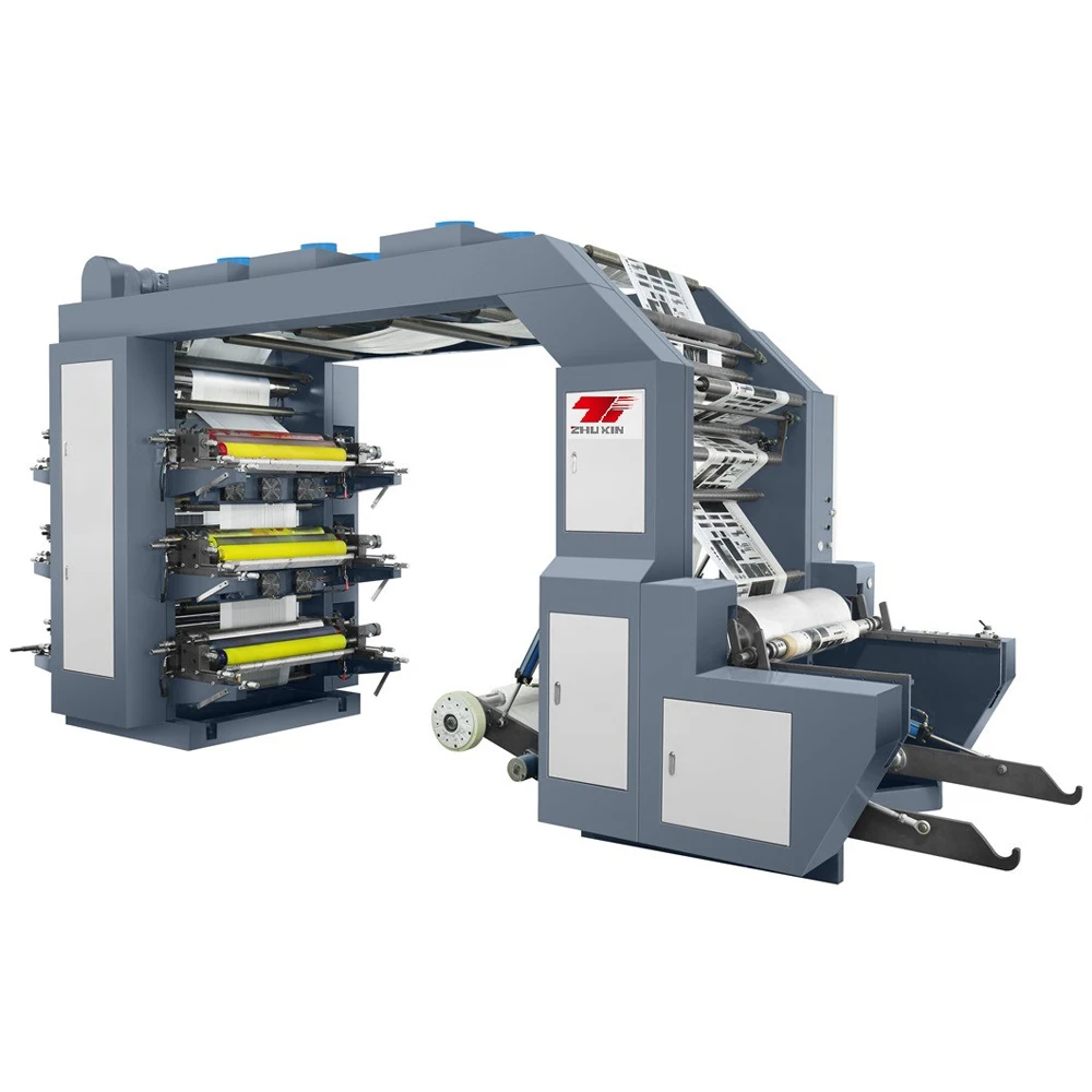 Automatic High Speed  6 Color Plastic Film Paper Bag Flexographic Printers Flexo Graphic Label Logo Printing Press Machine
