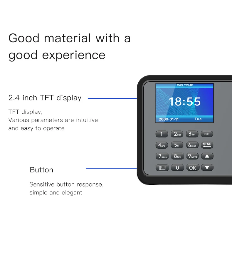 Fingerprint Recognition Scanner Time Devices Biometric Attendance System Employees time Clock attendance machine