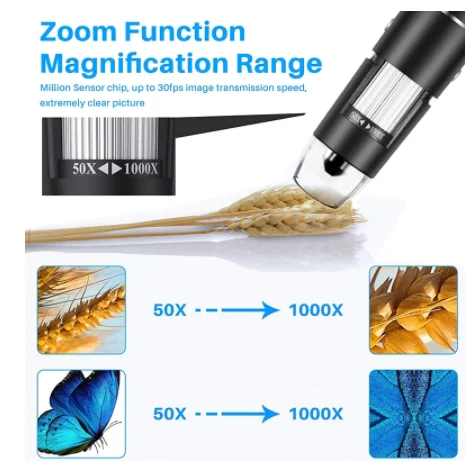 Professional USB Digital Microscope 1000X  8 LEDs 2MP Electronic Microscope Endoscope Zoom Camera Magnify WITH  Lift Stand