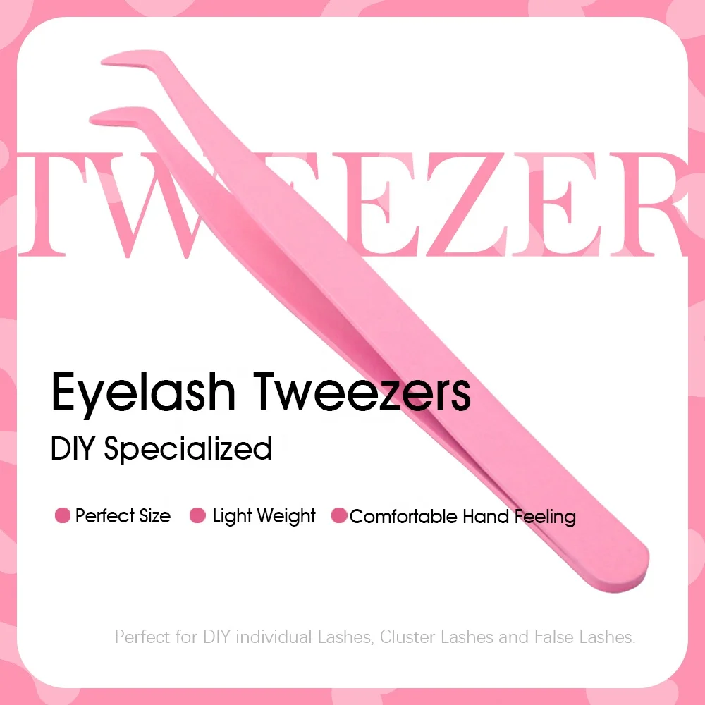 Customized Private Label DIY Heat Bonded Lash Extension Kit with Bond&Seal and Pink Tweezer Cluster Lashes Makeup Tools