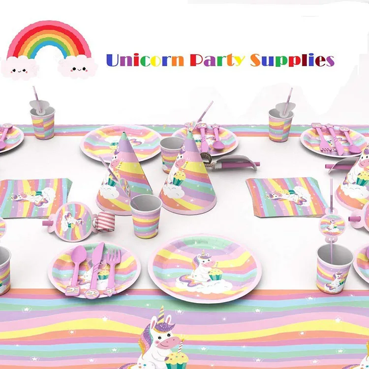 Nicro New Product Serve 6/12/18 Kid Favors Decorations Set Birthday Unicorn Party Supplies