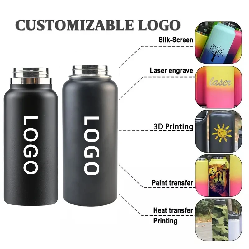 Custom Logo 12oz 18oz 32oz Eco-Friendly Vacuum Flask Insulated Stainless Steel Water Bottles