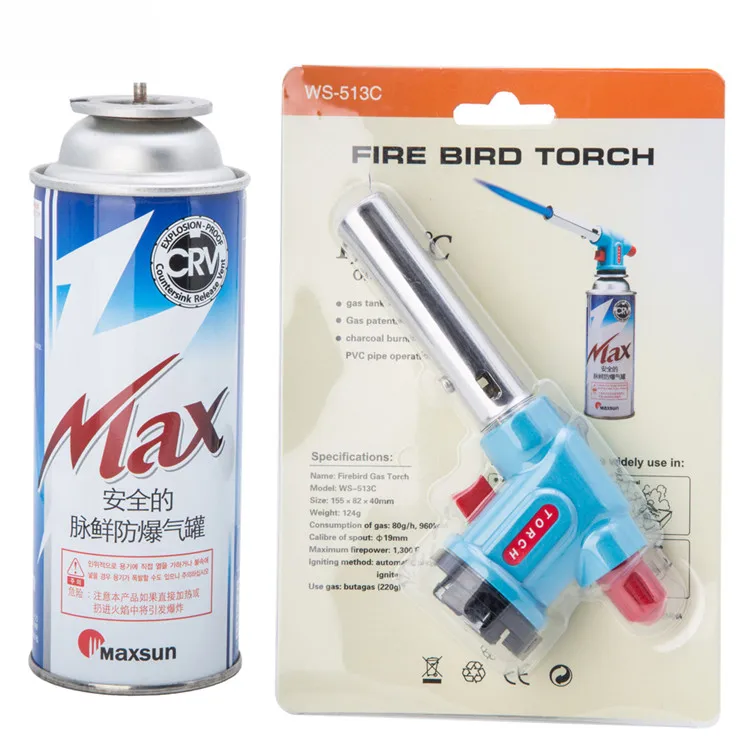 CE Portable Inflatable Outdoor Barbecue Single Flame Torch Gun Lighter Flamethrower WS-513C