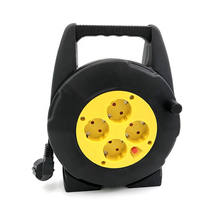 4x16A sockets small electric extension power cord reel germany type mini retractable cable reel