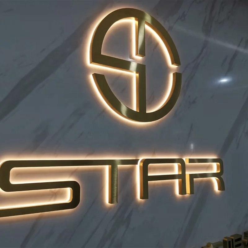 led signage custom outdoor indoor wall led light 3d backlit logo sign led acrylic edge lit gold color led backlit letter sign