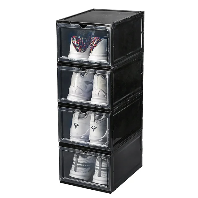 Designed Custom Sneaker Box Magnets Drop Front Clear Acrylic Shoe Storage Box Acrylic Shoe Container Transparent Shoe Case