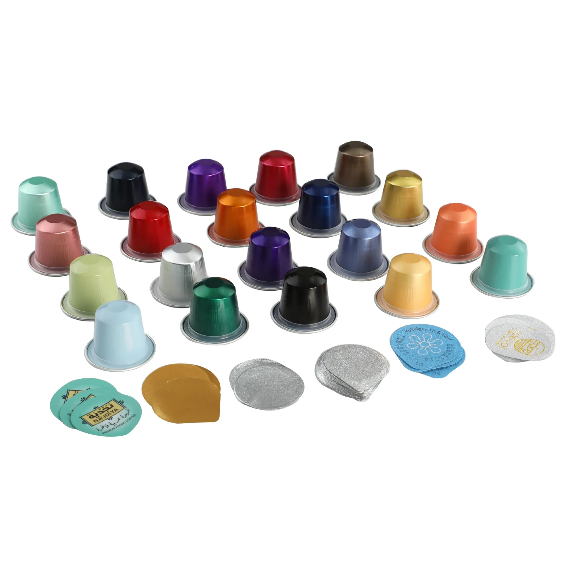 Wholesale Empty Foil Coffee Capsules with Customized Printed Seal Lid Coffee Power Packaging Aluminum Foil Coffee Cup