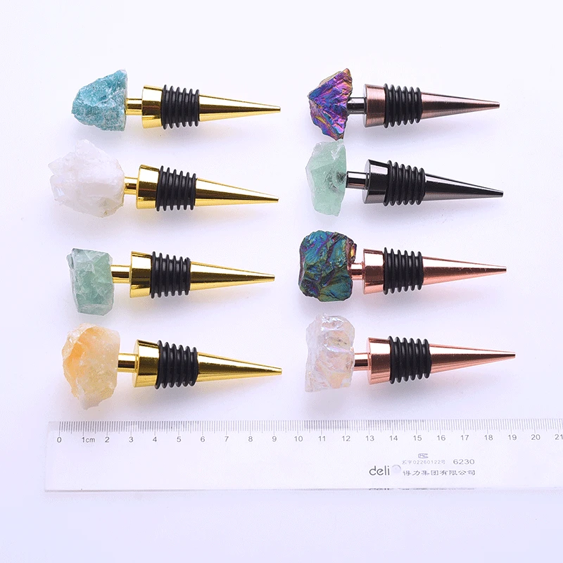 Rainbow Raw Stone Energy Gemstone Healing Crystal Druzy Plated Quartz Natural Crystal Win Bottle Stopper