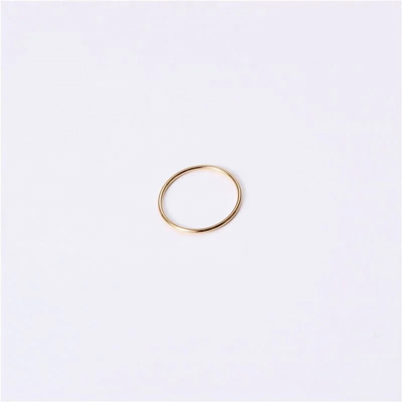 18K Plain Gold Seamless Dainty Line Rings Stainless Steel Trendy Simple Gold Plated Jewelry