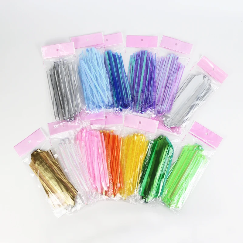 Colorful Gift Decoration Ribbon With Golden Line Curling Balloon Ribbon Bouquet Decorative Plastic PP Ribbon Rolls