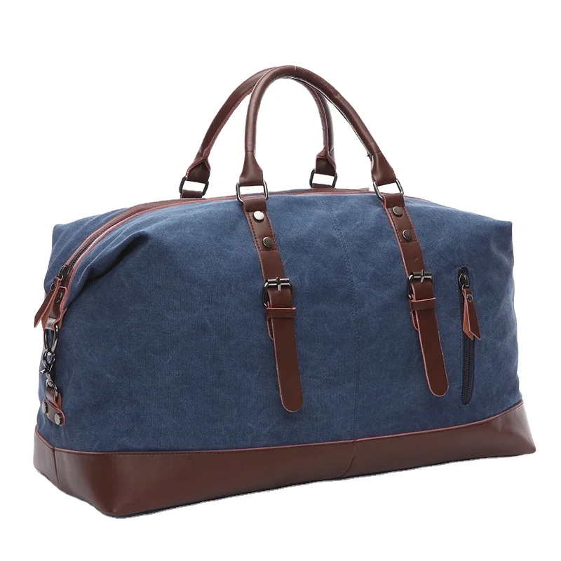 Unisex Canvas PU Leather Travel Tote Duffel Bag Weekender Overnight Carry-on custom canvas duffle Bag for mens