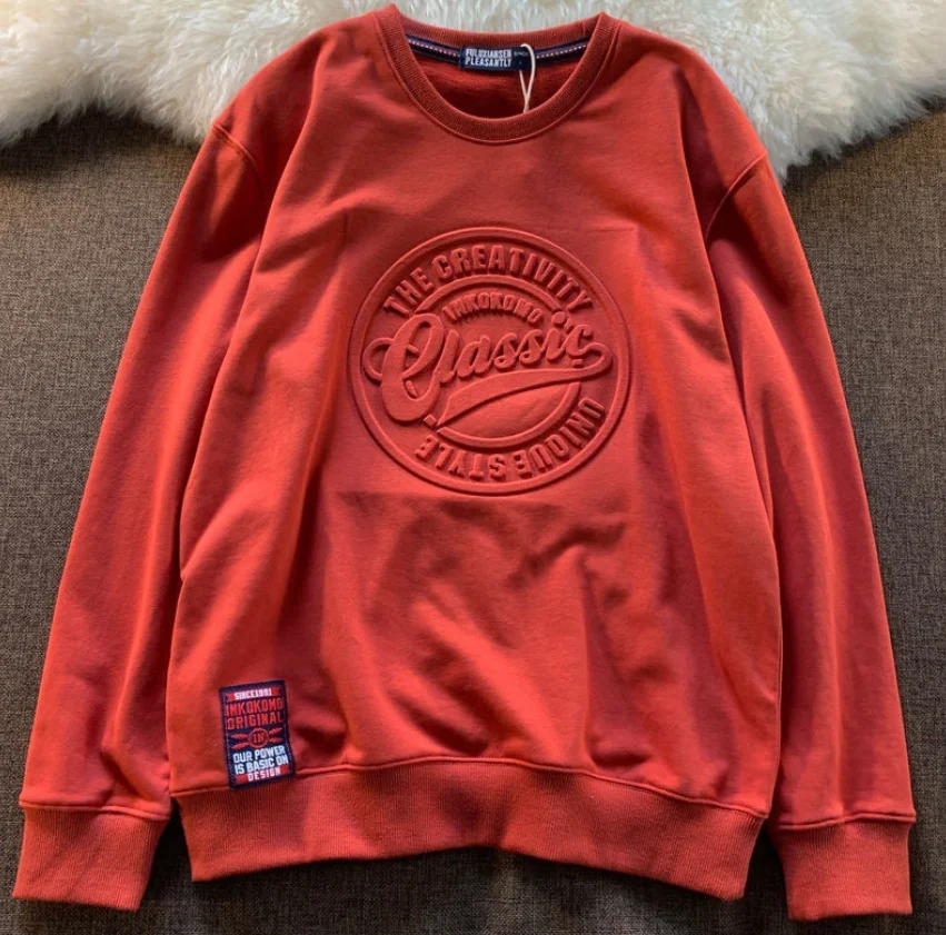OEM sweatshirt 3D embossed hoodie crewneck 3D embossing hoodie wholesale Custom casual campus clothing customized logo