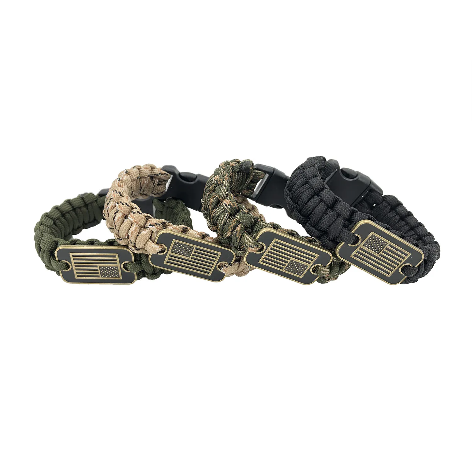 Outdoor Survival Paracord Bracelet with Natoinal Flag Adjustable Shackle Survival Bracelet