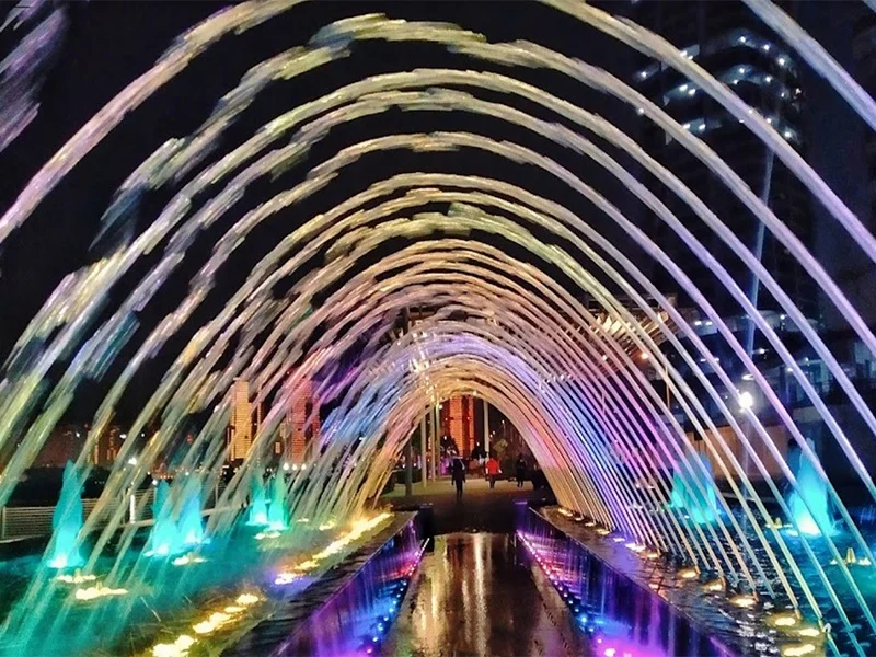 AWS Mysterious Interactive Music Fountain With DMX512 LED Light Flowing Laminar Jet Water Fountain