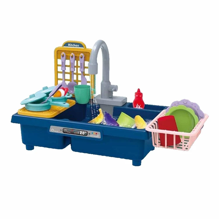 Раковина для проточной воды игрушечная раковина кухни игрушка игры Электронная мытья с рабочим смесителем