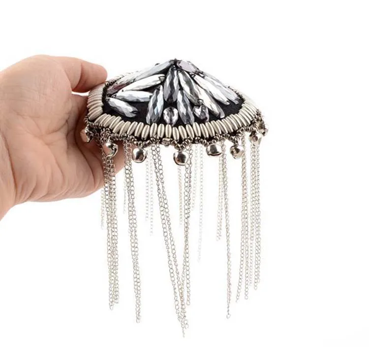  Модные украшения круглый pave Кристалл патч кисточкой epaulette с