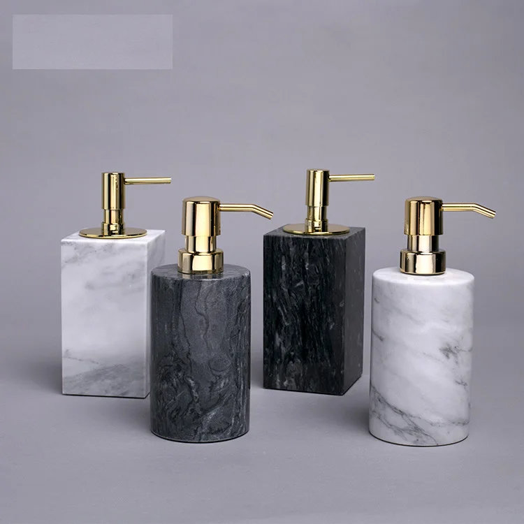 Bathroom Soap Dispenser Stone Wholesale Natural green Marble foaming shower bar Soap Dispenser bottle  Pump Set