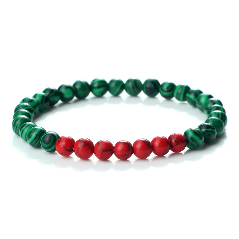 New Designer Fashion Jewellery 4mm 6mm Custom Country Palestine Flag Beaded Stone Bracelet for Men Women